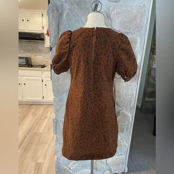 Universal Thread Brown & Black Leopard Print Dress Short Puff Sleeves-Size 2 - Picture 2 of 15